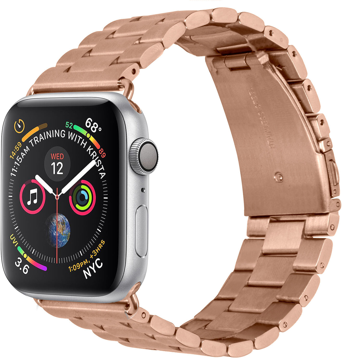 iMoshion Bracelet en acier pour l'Apple Watch Series 1-6 / SE - 38/40mm - Rose Champagne iMoshion Bracelet en acier pour l'Apple Watch Series 1-6 / SE - 38/40mm - Rose Champagne