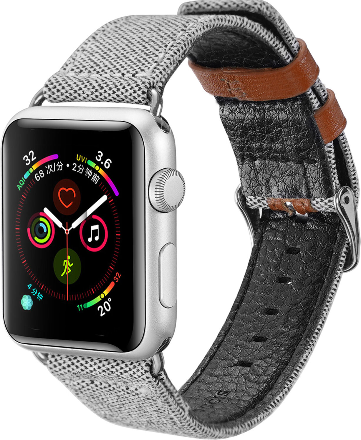 Dux Ducis Canvas Band pour Apple Watch Séries de 1 à 6 / SE - 42/44mm - Gris Dux Ducis Canvas Band pour Apple Watch Séries de 1 à 6 / SE - 42/44mm - Gris