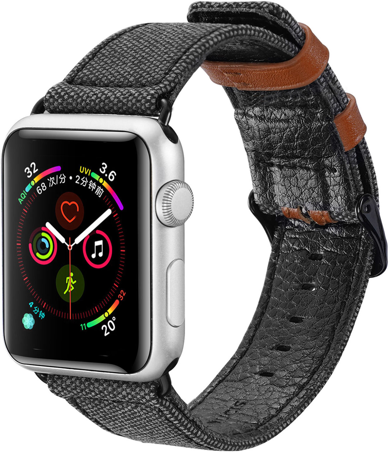 Dux Ducis Canvas Band pour Apple Watch Séries de 1 à 6 / SE - 42/44mm - Noir Dux Ducis Canvas Band pour Apple Watch Séries de 1 à 6 / SE - 42/44mm - Noir