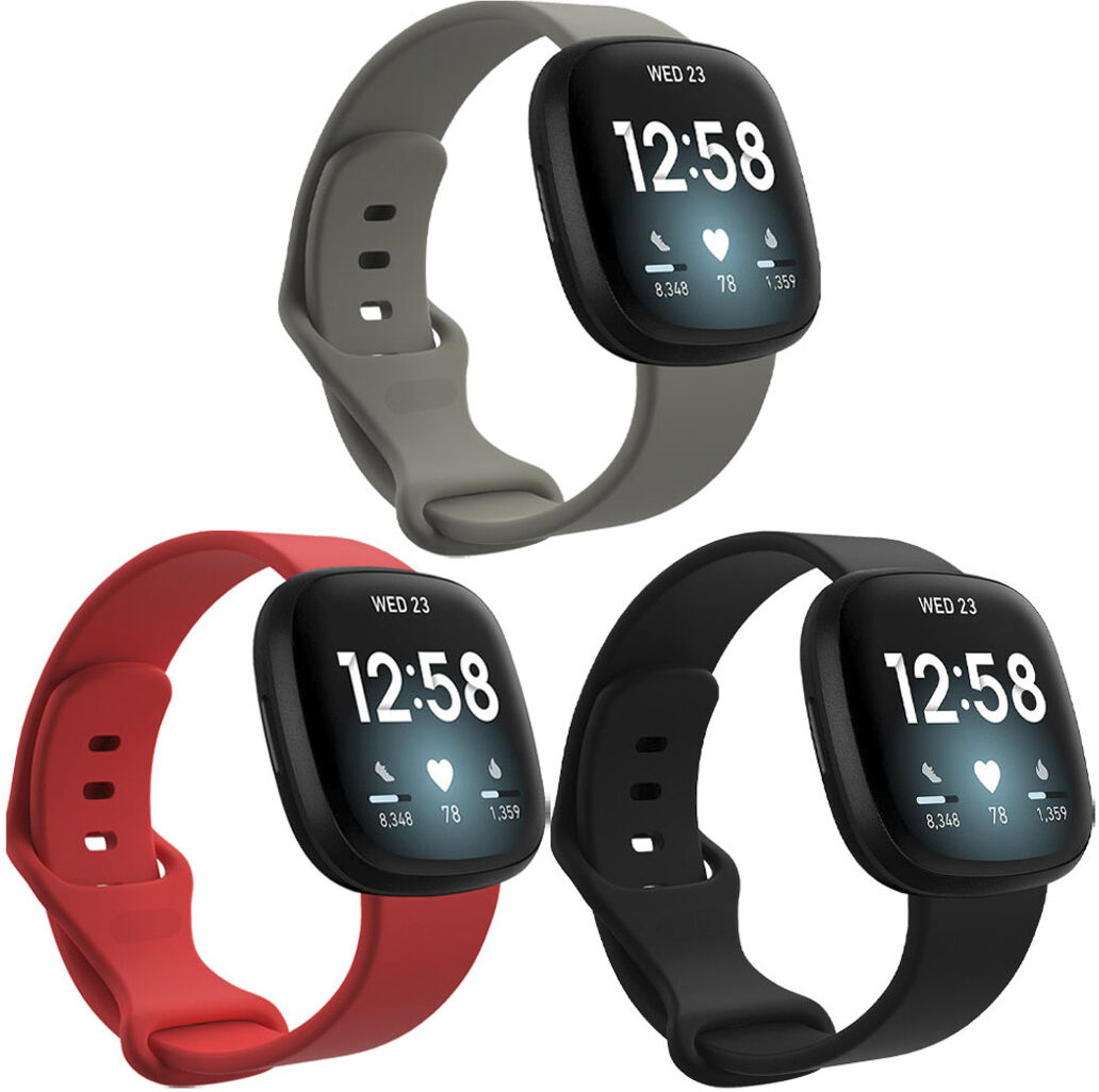 iMoshion Multipack bracelet silicone pour le Fitbit Sense / Versa 3 - Noir / Gris / Rouge iMoshion Multipack bracelet silicone pour le Fitbit Sense / Versa 3 - Noir / Gris / Rouge