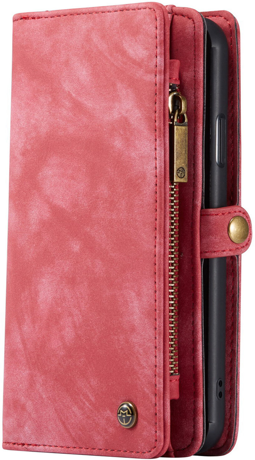 CaseMe Etui de téléphone de luxe en cuir deux en un pour l'iPhone 11 - Rouge CaseMe Etui de téléphone de luxe en cuir deux en un pour l'iPhone 11 - Rouge