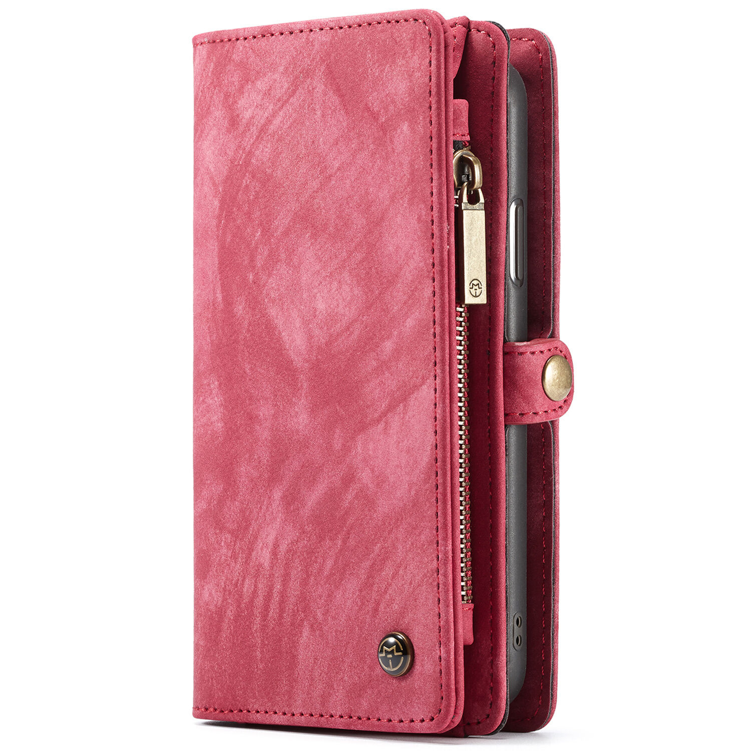 CaseMe Etui de téléphone de luxe en cuir deux en un pour l’iPhone X / Xs - Rouge