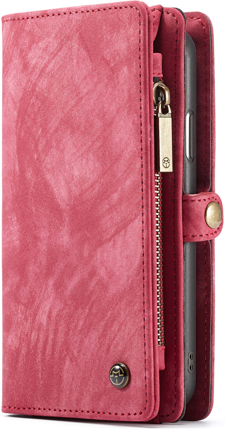 CaseMe Etui de téléphone de luxe en cuir deux en un pour l’iPhone X / Xs - Rouge CaseMe Etui de téléphone de luxe en cuir deux en un pour l’iPhone X / Xs - Rouge