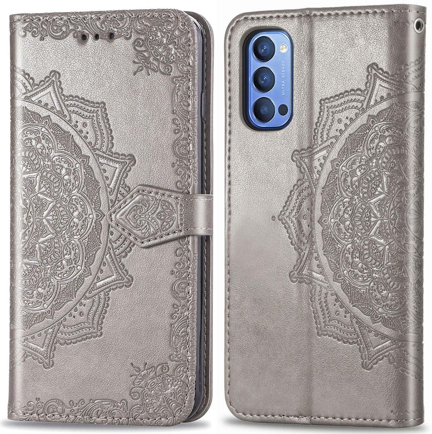 iMoshion Etui de téléphone portefeuille Mandala pour le Oppo Reno4 5G - Gris iMoshion Etui de téléphone portefeuille Mandala pour le Oppo Reno4 5G - Gris
