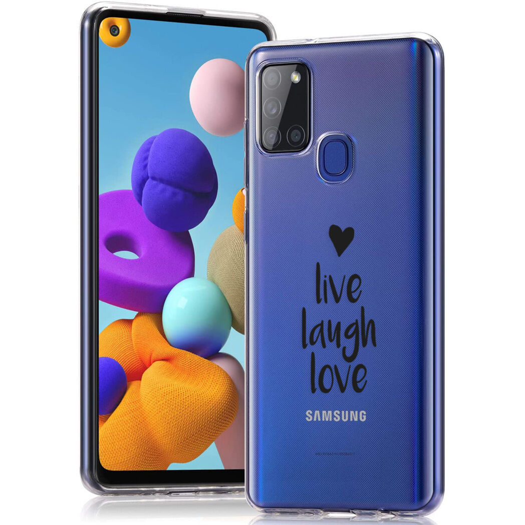 iMoshion Coque Design pour le Samsung Galaxy A21s - Live Laugh Love - Noir