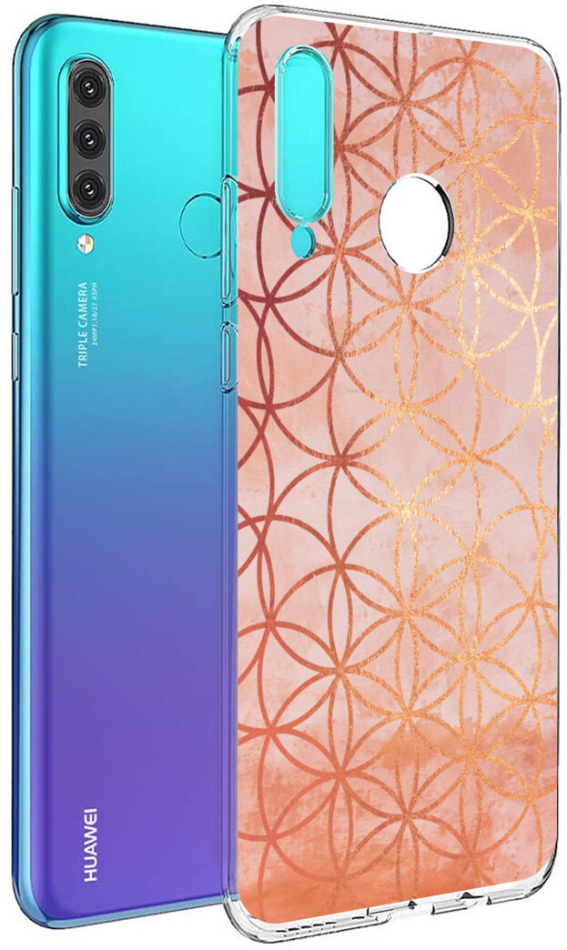 iMoshion Coque Design pour l'Huawei P30 Lite - Cercle - Rose / Dorée