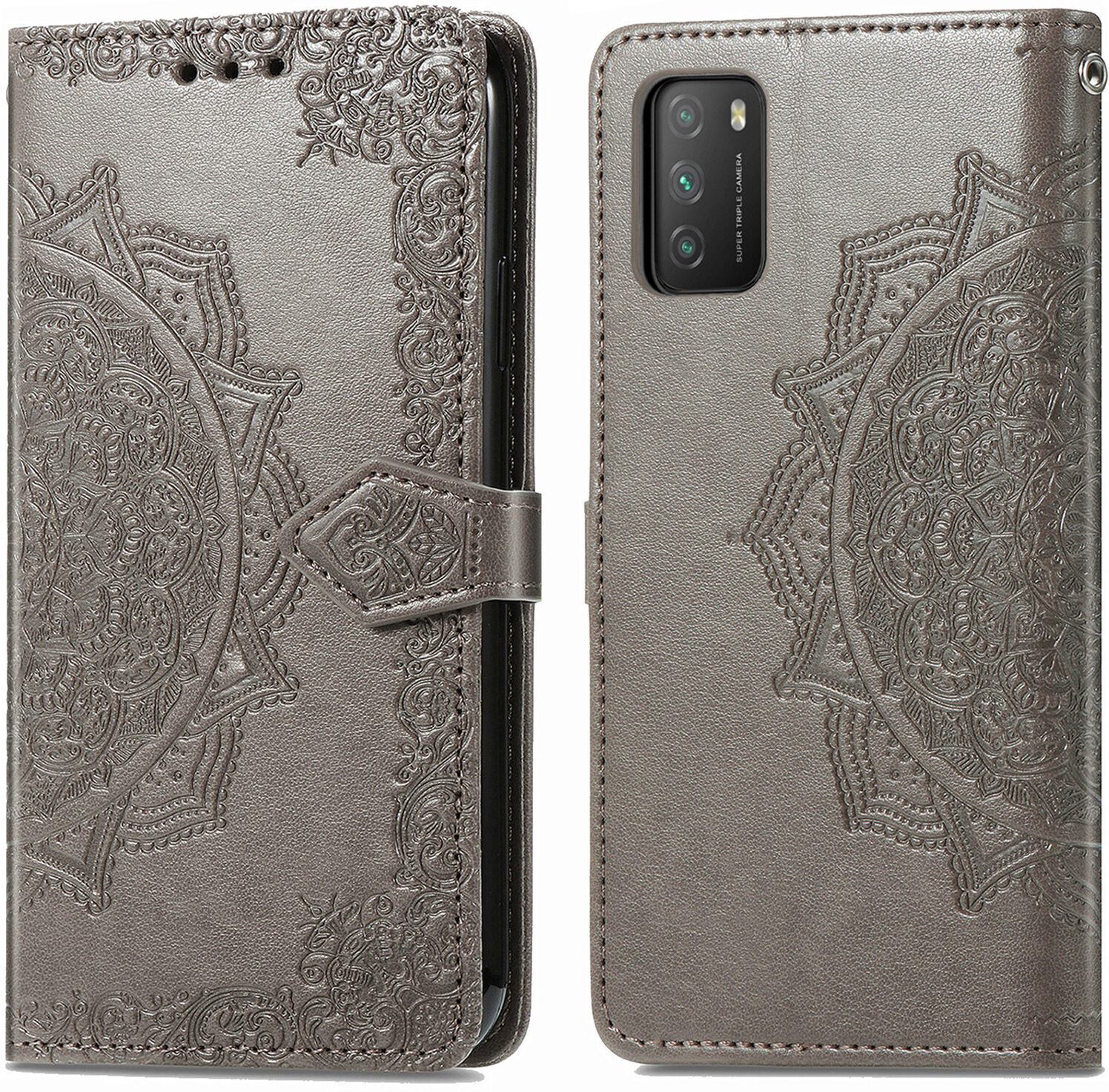 iMoshion Etui de téléphone portefeuille Mandala pour le Xiaomi Poco M3 - Gris