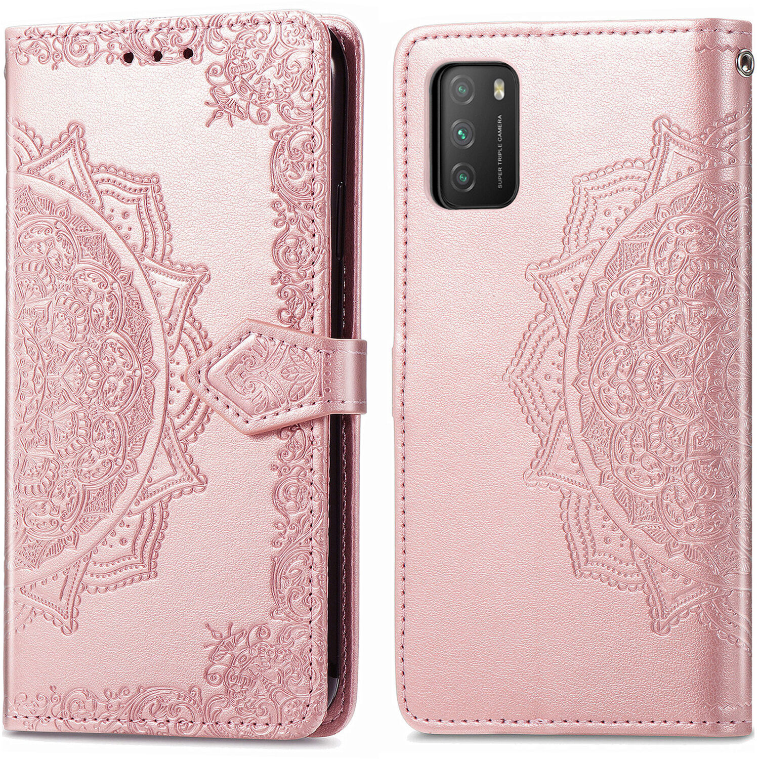 iMoshion Etui de téléphone portefeuille Mandala pour le Xiaomi Poco M3 - Rose Champagne