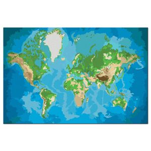 Bimago Kit de peinture par numéros Carte du monde (bleue-verte)