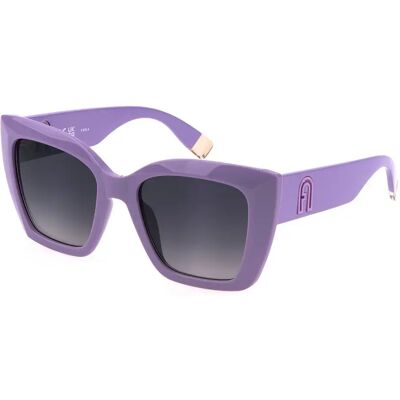 Furla Lunettes De Soleil Pour Femme Sfu710 Shiny Lilac Smoke Gradient Smoke / CAT3 Femme - Publicité Furla Lunettes De Soleil Pour Femme Sfu710 Shiny Lilac Smoke Gradient Smoke / CAT3 Femme - Publicité