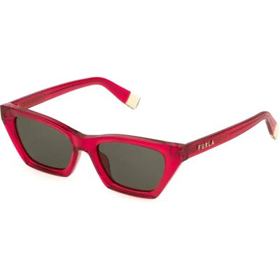 Furla Lunettes De Soleil Pour Femme Sfu777v Shiny Transparent Red Brown / CAT3 Femme - Publicité Furla Lunettes De Soleil Pour Femme Sfu777v Shiny Transparent Red Brown / CAT3 Femme - Publicité