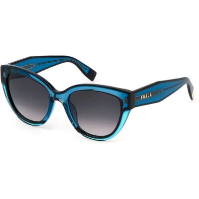 Furla Lunettes De Soleil Pour Femme Sfu779v Shiny Transp.Azure Smoke Gradient / CAT3 Femme - Publicité Furla Lunettes De Soleil Pour Femme Sfu779v Shiny Transp.Azure Smoke Gradient / CAT3 Femme - Publicité