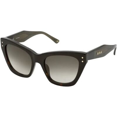 Nina Ricci Lunettes De Soleil Pour Femme Snr323 Shiny Classic Havana Green Gradient / CAT2 - Publicité Nina Ricci Lunettes De Soleil Pour Femme Snr323 Shiny Classic Havana Green Gradient / CAT2 - Publicité