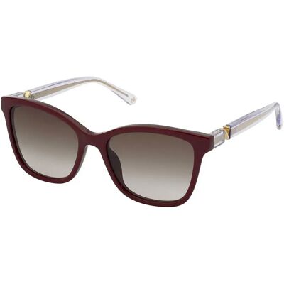 Nina Ricci Lunettes De Soleil Pour Femme Snr357 Shiny Bordeaux Brown Gradient Brown / CAT2 - Publicité Nina Ricci Lunettes De Soleil Pour Femme Snr357 Shiny Bordeaux Brown Gradient Brown / CAT2 - Publicité