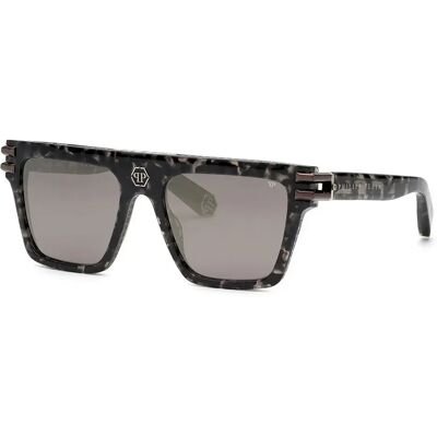 Philipp Plein Lunettes De Soleil Spp108v Shiny Grey / Black Havana Smoke/Mirror Gun Metal / CAT3 Homme,Femme - Publicité Philipp Plein Lunettes De Soleil Spp108v Shiny Grey / Black Havana Smoke/Mirror Gun Metal / CAT3 Homme,Femme - Publicité