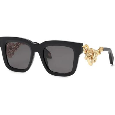 Roberto Cavalli Lunettes De Soleil Src041m Shiny Black Smoke / CAT3 Homme,Femme - Publicité Roberto Cavalli Lunettes De Soleil Src041m Shiny Black Smoke / CAT3 Homme,Femme - Publicité