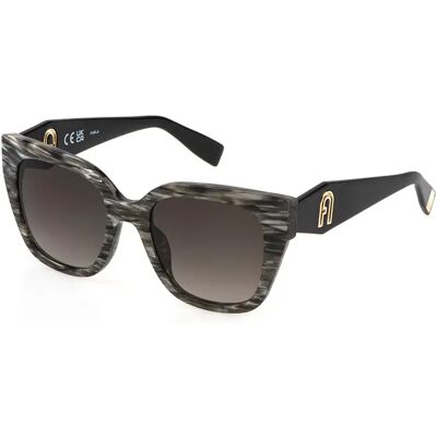 Furla Lunettes De Soleil Pour Femme Sfu812 Striped Grey Smoke Gradient Smoke/CAT3 - Publicité Furla Lunettes De Soleil Pour Femme Sfu812 Striped Grey Smoke Gradient Smoke/CAT3 - Publicité