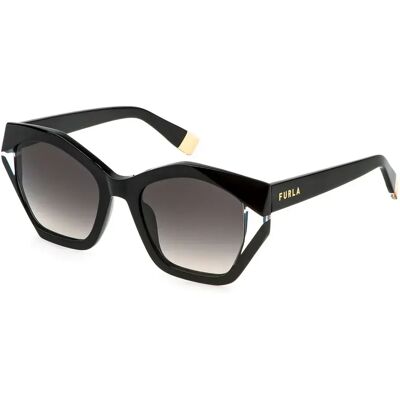 Furla Lunettes De Soleil Pour Femme Sfu885v Geometric Shiny Black Smoke Gradient/CAT3 Femme - Publicité Furla Lunettes De Soleil Pour Femme Sfu885v Geometric Shiny Black Smoke Gradient/CAT3 Femme - Publicité