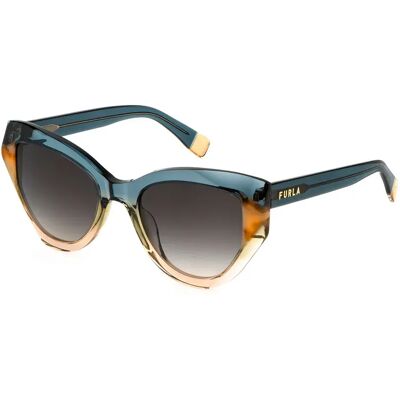 Furla Lunettes De Soleil Pour Femme Sfu886v Geometric Shiny Grey Grad.Green Smoke Gradient/CAT3 Femme - Publicité Furla Lunettes De Soleil Pour Femme Sfu886v Geometric Shiny Grey Grad.Green Smoke Gradient/CAT3 Femme - Publicité