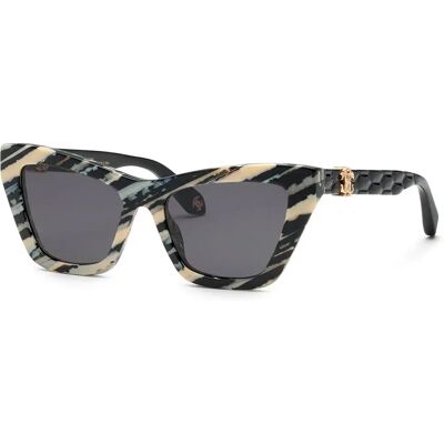 Roberto Cavalli Lunettes De Soleil Pour Femme Src091m Cat Eye Shiny Animal Fantasy Smoke/CAT3 Femme - Publicité Roberto Cavalli Lunettes De Soleil Pour Femme Src091m Cat Eye Shiny Animal Fantasy Smoke/CAT3 Femme - Publicité