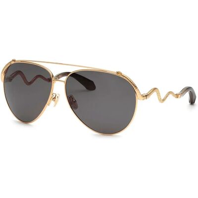Roberto Cavalli Lunettes De Soleil Pour Femme Src090m Aviator Shiny Total Rose Gold Smoke/CAT3 Femme - Publicité Roberto Cavalli Lunettes De Soleil Pour Femme Src090m Aviator Shiny Total Rose Gold Smoke/CAT3 Femme - Publicité