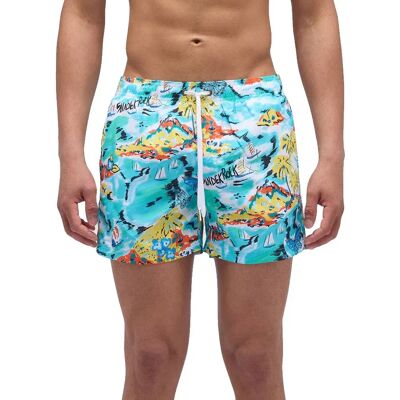 Sundek Short De Bain Elastic Waist In Recycled Polyester With Rock Print Marine M Homme - Publicité Sundek Short De Bain Elastic Waist In Recycled Polyester With Rock Print Marine M Homme - Publicité