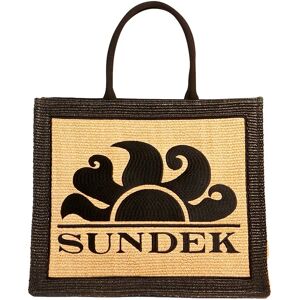 Sundek Sac Raffia Shopping With Embroidered Logo Black One Size unisex - Publicité Sundek Sac Raffia Shopping With Embroidered Logo Black One Size unisex - Publicité