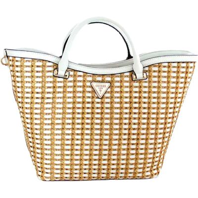 Guess Sac à Main Atalia Rafia Natural / White One Size unisex - Publicité Guess Sac à Main Atalia Rafia Natural / White One Size unisex - Publicité