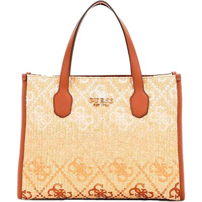 Guess Sac à Main Silvana Rafia Cognac / Olive One Size unisex - Publicité Guess Sac à Main Silvana Rafia Cognac / Olive One Size unisex - Publicité