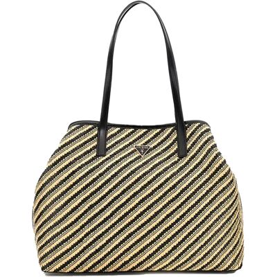 Guess Sac Shopper Vikky Rafia Natural / Black One Size unisex - Publicité Guess Sac Shopper Vikky Rafia Natural / Black One Size unisex - Publicité