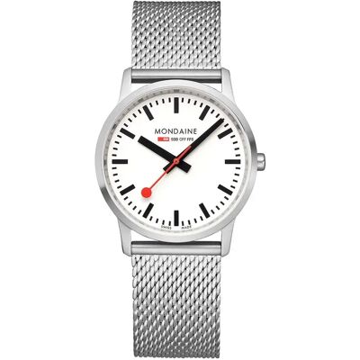 Mondaine Montre Simply Elegant 36 Mm White / Stainless Steel Mesh One Size Homme - Publicité Mondaine Montre Simply Elegant 36 Mm White / Stainless Steel Mesh One Size Homme - Publicité