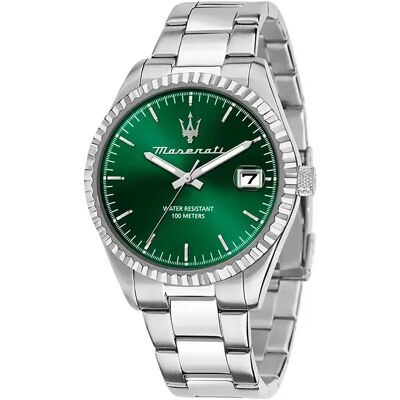 Maserati Montre Competizione 43 Mm 3h Silver / Green Dial One Size - Publicité Maserati Montre Competizione 43 Mm 3h Silver / Green Dial One Size - Publicité