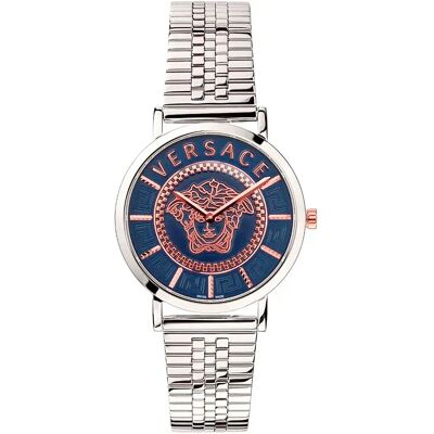 Versace Montre Pour Femme Vek400821 Silver Grey / Metal Blue Rose Gold One Size Femme - Publicité Versace Montre Pour Femme Vek400821 Silver Grey / Metal Blue Rose Gold One Size Femme - Publicité