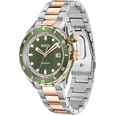Montre Bossmatic 42 Mm Silver / Rose Gold / Green / Mineral One Size Homme - Publicité Montre Bossmatic 42 Mm Silver / Rose Gold / Green / Mineral One Size Homme - Publicité