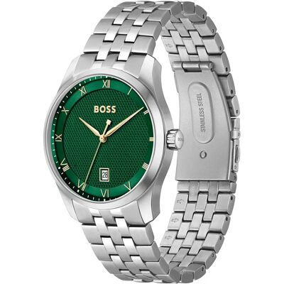Boss Montre Principle 41 Mm Silver / Green / Mineral One Size Homme - Publicité Boss Montre Principle 41 Mm Silver / Green / Mineral One Size Homme - Publicité