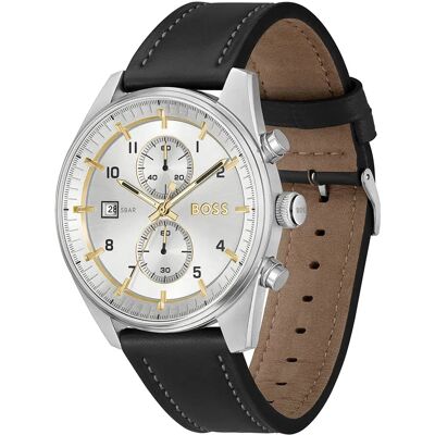 Boss Montre Skytraveller 44 Mm Silver / Gold / Black / Mineral One Size Homme - Publicité Boss Montre Skytraveller 44 Mm Silver / Gold / Black / Mineral One Size Homme - Publicité