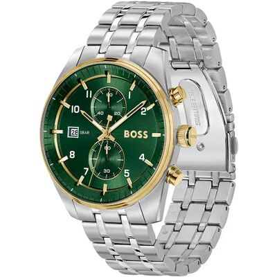 Boss Montre Skytraveller 44 Mm Silver / Green / Mineral One Size Homme - Publicité Boss Montre Skytraveller 44 Mm Silver / Green / Mineral One Size Homme - Publicité