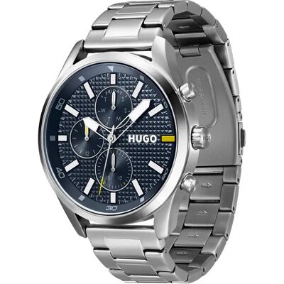 Hugo Montre 1530163 46mm 5atm Quartz Analogical Grey / Blue / Mineral One Size - Publicité Hugo Montre 1530163 46mm 5atm Quartz Analogical Grey / Blue / Mineral One Size - Publicité