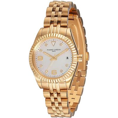 Pierre Cardin Montre Pour Femme Cf.1012.mg 28mm 3atm Quartz Analogical Golden / White / Mineral One Size Femme - Publicité Pierre Cardin Montre Pour Femme Cf.1012.mg 28mm 3atm Quartz Analogical Golden / White / Mineral One Size Femme - Publicité