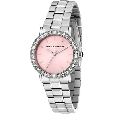 Karl Lagerfeld Montre Pour Femme Crystals 33mm 5atm Quartz/analogical Silver / Pink / One Size Femme - Publicité Karl Lagerfeld Montre Pour Femme Crystals 33mm 5atm Quartz/analogical Silver / Pink / One Size Femme - Publicité