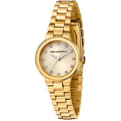 Karl Lagerfeld Montre Pour Femme Kaiser 28mm 5atm Quartz/analogical Gold / Gold / One Size - Publicité Karl Lagerfeld Montre Pour Femme Kaiser 28mm 5atm Quartz/analogical Gold / Gold / One Size - Publicité