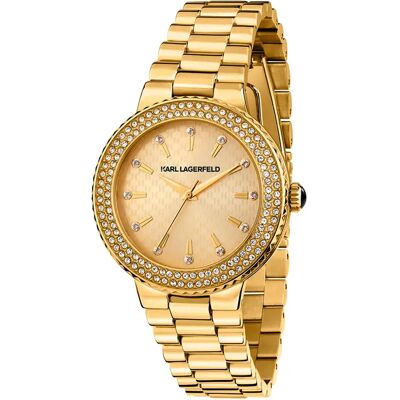 Karl Lagerfeld Montre Pour Femme Kaiser 36mm 5atm Quartz/analogical Gold / Gold / One Size Femme - Publicité Karl Lagerfeld Montre Pour Femme Kaiser 36mm 5atm Quartz/analogical Gold / Gold / One Size Femme - Publicité