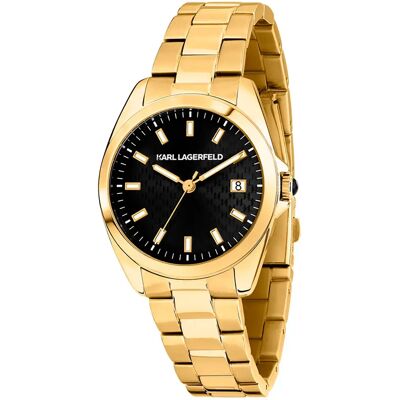 Karl Lagerfeld Montre Pour Femme Round Essentials 35mm 5atm Quartz/analogical Gold / Black / One Size Femme - Publicité Karl Lagerfeld Montre Pour Femme Round Essentials 35mm 5atm Quartz/analogical Gold / Black / One Size Femme - Publicité