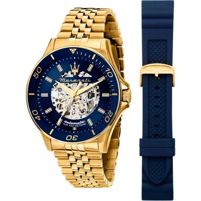 Maserati Montre Sfida 44mm 10atm Automatic/analogical Gold / Blue / Mineral One Size Homme - Publicité Maserati Montre Sfida 44mm 10atm Automatic/analogical Gold / Blue / Mineral One Size Homme - Publicité
