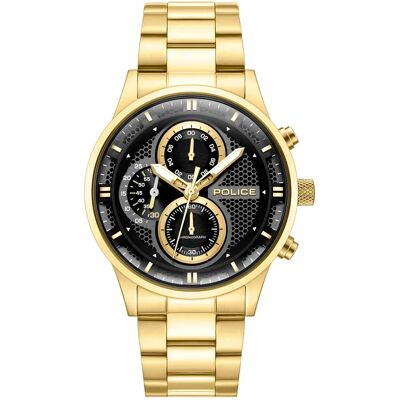Police Montre Levuka 43mm 5atm Quartz/analogical Gold / Black / Mineral One Size Homme - Publicité Police Montre Levuka 43mm 5atm Quartz/analogical Gold / Black / Mineral One Size Homme - Publicité