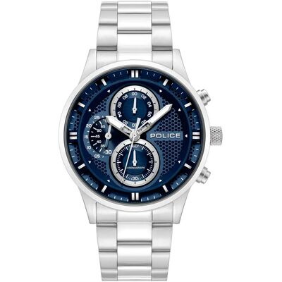 Police Montre Levuka 43mm 5atm Quartz/analogical Silver / Blue / Mineral One Size Homme - Publicité Police Montre Levuka 43mm 5atm Quartz/analogical Silver / Blue / Mineral One Size Homme - Publicité