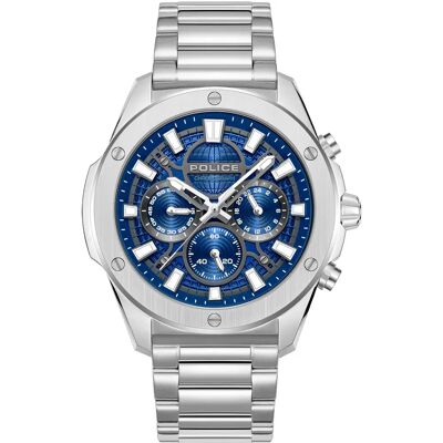 Police Montre Moonstrike 43mm 5atm Quartz/analogical Silver / Blue / Mineral One Size Homme - Publicité Police Montre Moonstrike 43mm 5atm Quartz/analogical Silver / Blue / Mineral One Size Homme - Publicité