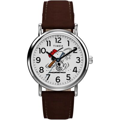 Timex Montre Peanuts 38mm 3atm Quartz/analogical Brown / White / Mineral One Size Homme - Publicité Timex Montre Peanuts 38mm 3atm Quartz/analogical Brown / White / Mineral One Size Homme - Publicité
