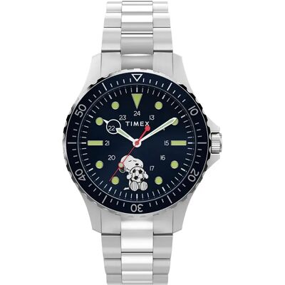 Timex Montre Peanuts 41mm 10atm Quartz/analogical Silver / Black / Mineral One Size - Publicité Timex Montre Peanuts 41mm 10atm Quartz/analogical Silver / Black / Mineral One Size - Publicité