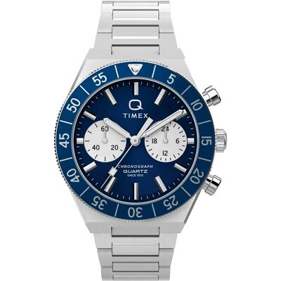 Timex Montre Tw2y55900 40mm 10atm Quartz/analogical Silver / Blue / Mineral One Size Homme - Publicité Timex Montre Tw2y55900 40mm 10atm Quartz/analogical Silver / Blue / Mineral One Size Homme - Publicité
